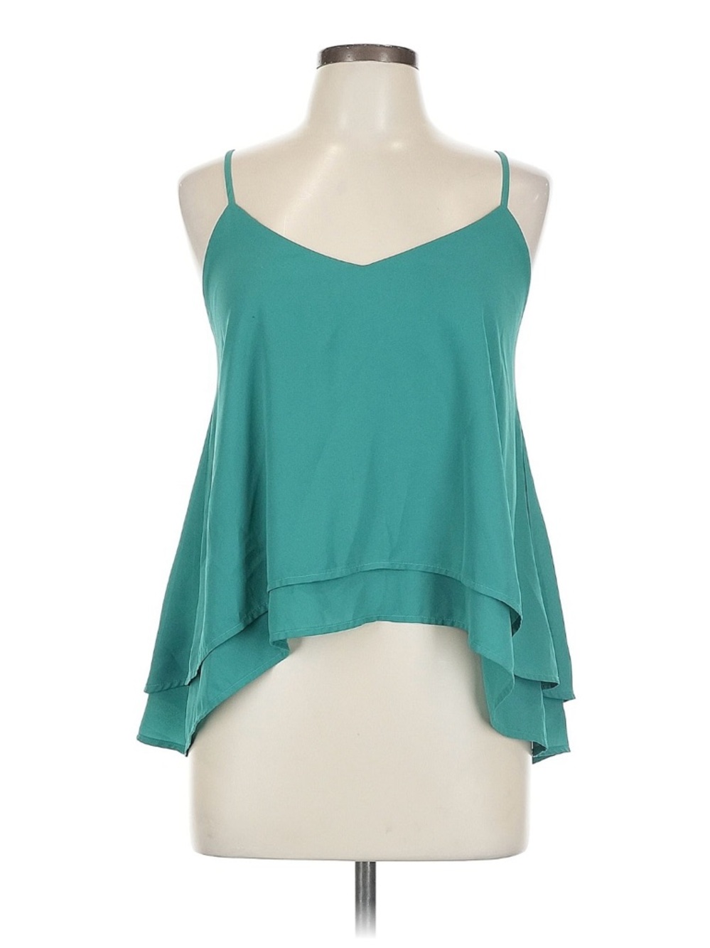 BP Teal Turquoise Layered Ruffle Spaghetti-Strap Camisole Top Tank
